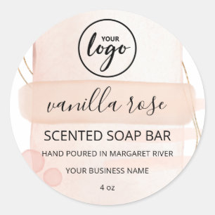Unique Modern Watercolor Pink Soap Logo Labels