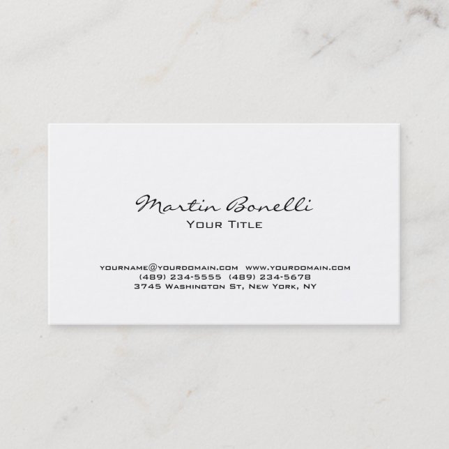 Unique Modern White Trendy Business Card (Front)
