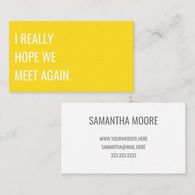 Unique Modern Yellow Typography Creative  Business Card (Front/Back)