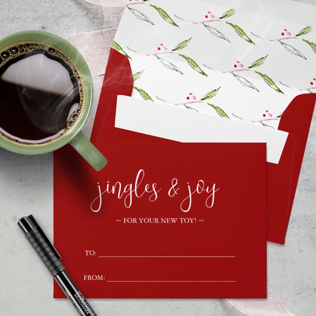 Unique Money Envelope Red (Christmas money envelope feature unique festive art by Victoria Grigaliunas of Do Tell A Belle)