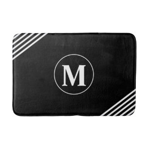 Unique Monogram Black and White Custom Bath Mat