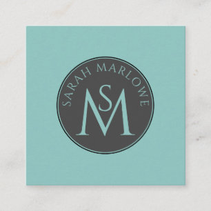 Unique Monogram Blue Green Calling Card