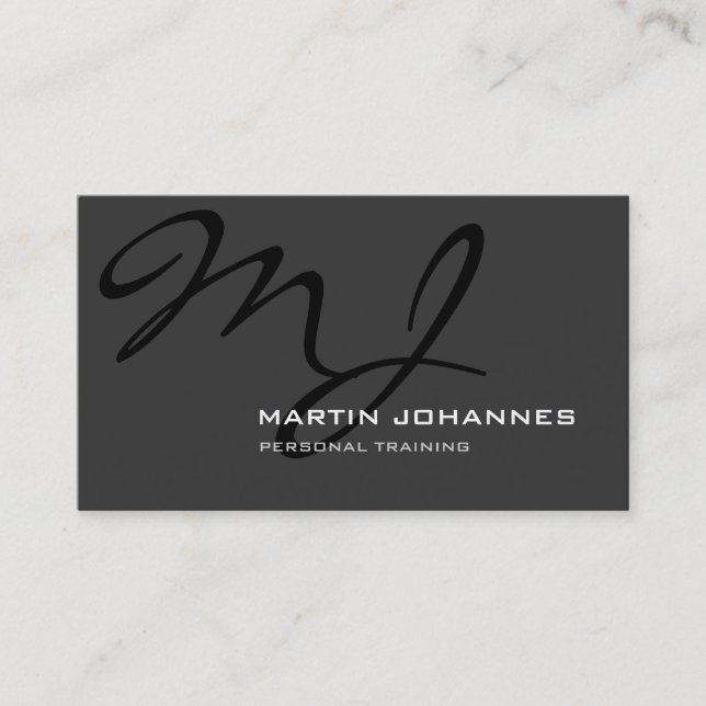 Unique Monogram Grey Trainer Business Card (Front)