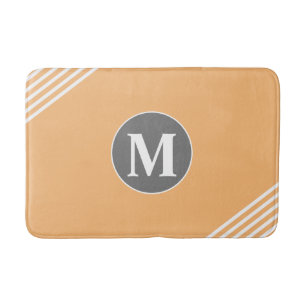 Unique Monogram  Mellow apricot Custom  Bath Mat