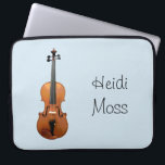 Unique Monogram Violin Orchestra Laptop Sleeve<br><div class="desc">Unique violin computer laptop sleeve on a pale blue background. With black lettering,  you can personalise with your own text. Great for adding a musical touch to your home office or music studio.</div>