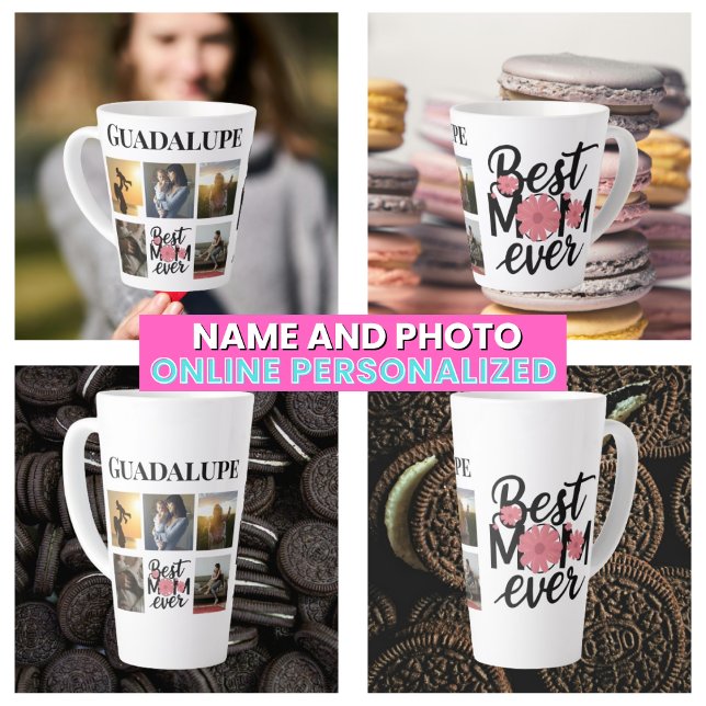 Unique Mother's Five Photo Collage Latte Mug (Unique Mother's Five Photo Collage Latte Mug)