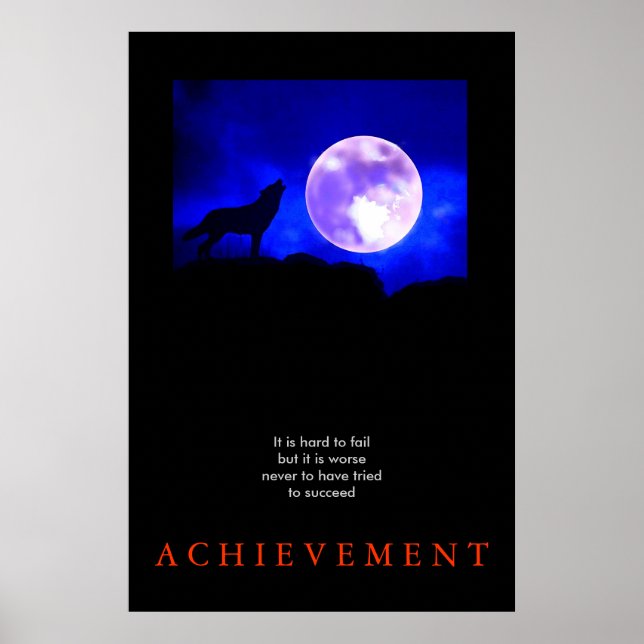 Unique Motivational Achievement Wolf Poster Print (Front)