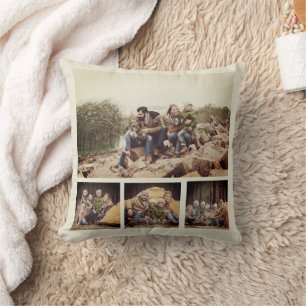Unique Multi Photo Collage Sepia Aged Cushion