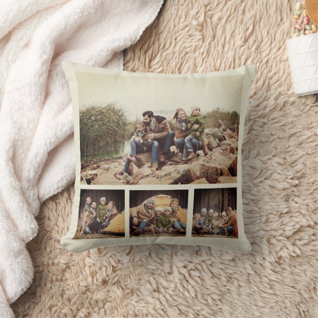  Unique Multi Photo Collage Sepia Aged Cushion (Blanket)