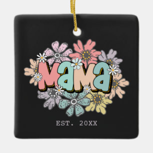 Unique Mum Gift Retro Floral Mama Ornament