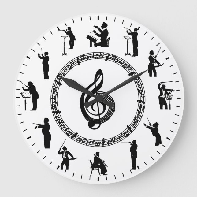 Unique Music Silhouettes Themed Large Clock (Front)