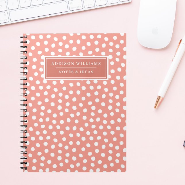 Unique Name Coral Pink White Dots Custom Notebook (Creator Uploaded)