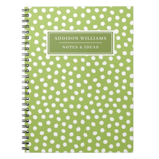 Unique Name Green White Dots Custom Notebook (Front)