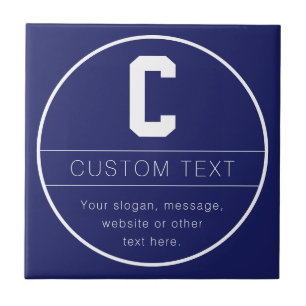 Unique Name & Monogram Template   Navy Blue Ceramic Tile