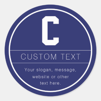 Unique Name & Monogram Template | Navy Blue Classic Round Sticker