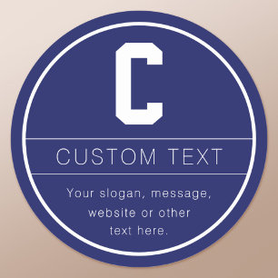 Unique Name & Monogram Template Navy Blue Classic Round Sticker
