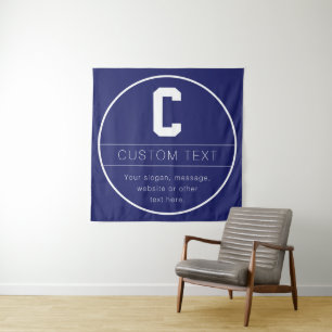 Unique Name & Monogram Template   Navy Blue Tapestry