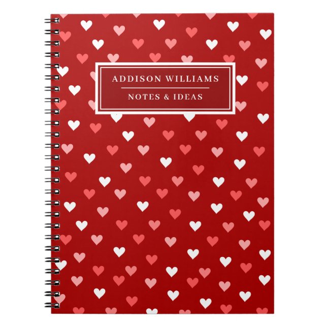 Unique Name Valentine's Day Heart Pattern Notebook (Front)
