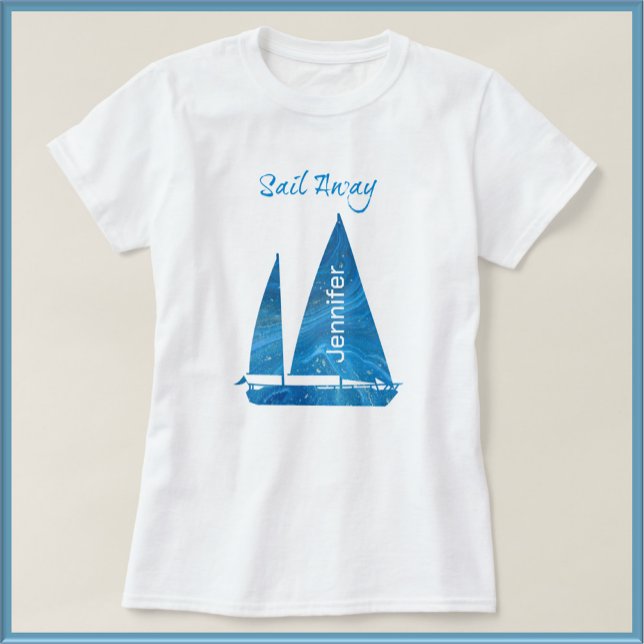 Unique Nautical Blue Sailboat T-Shirt (Creator Uploaded)