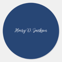 Unique Navy Blue Classical Handwriting Plain