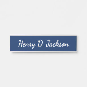 Unique Navy Blue Classical Handwriting Plain Door Sign