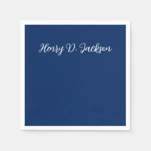 Unique Navy Blue Classical Handwriting Plain Napkin