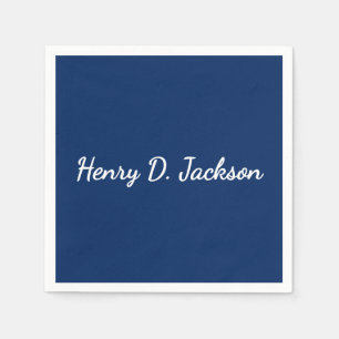 Unique Navy Blue Classical Handwriting Plain Napkin