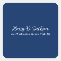 Unique Navy Blue Classical Handwriting Plain