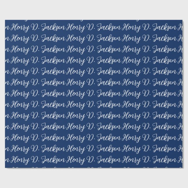 Unique Navy Blue Classical Handwriting Plain Wrapping Paper (Flat)