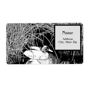 Unique Negative Effect Black White Duck With Reeds
