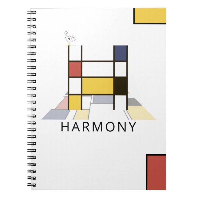 Unique Neoplasticism Style Monogram. Letter H Notebook (Front)