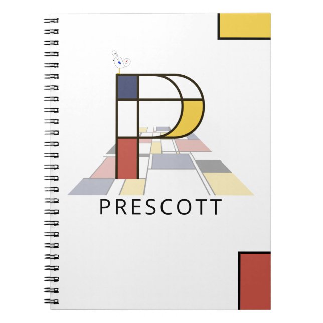 Unique Neoplasticism Style Monogram. Letter P Notebook (Front)