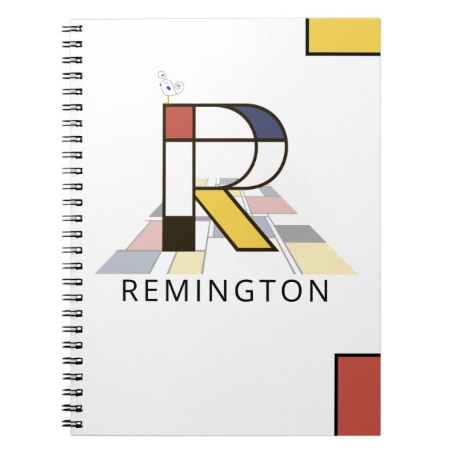 Unique Neoplasticism Style Monogram. Letter R Notebook (Front)