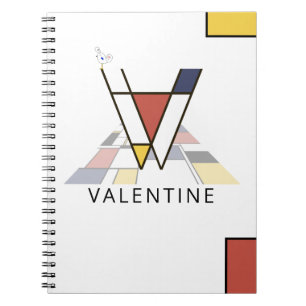 Unique Neoplasticism Style Monogram. Letter V Notebook