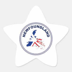 "Unique Newfoundland Map Design Star Sticker