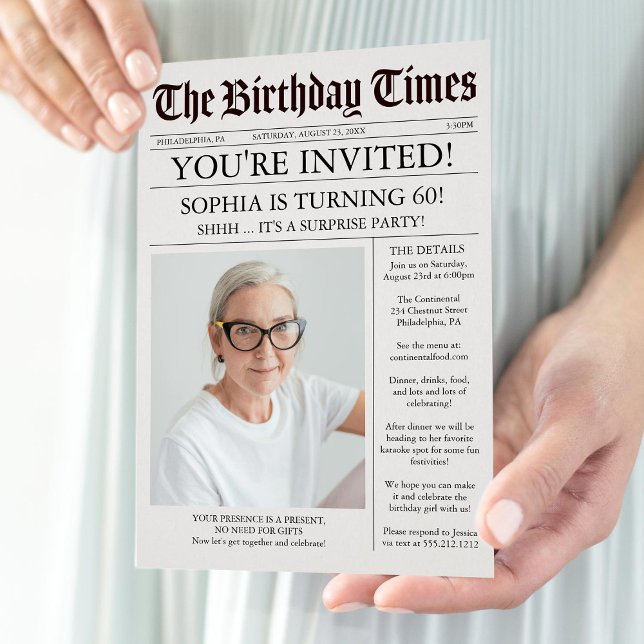 Unique Newspaper Birthday Party Invitation (Creator Uploaded)