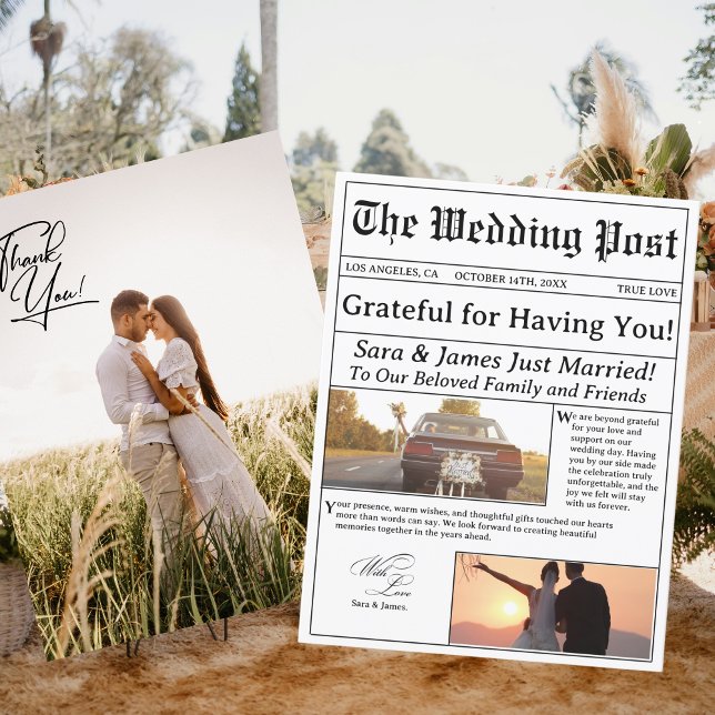 Unique Newspaper For Wedding Thank You Card (Creator Uploaded)