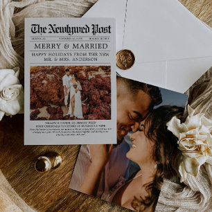 Unique Newspaper Merry and Married Christmas Card