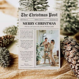 Unique Newspaper Merry Christmas Photo Holiday Card