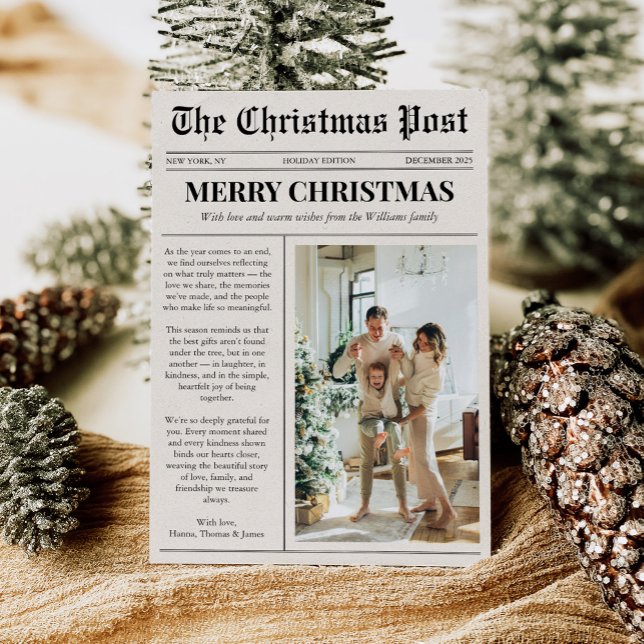 Unique Newspaper Merry Christmas Photo Holiday Card (Creator Uploaded)