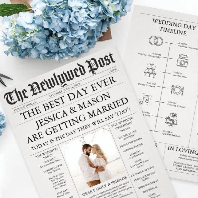 Unique Newspaper Timeline and Wedding Programs Flyer | Zazzle
