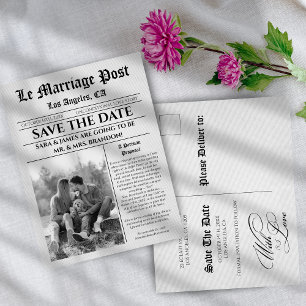 Unique  Newspaper wedding Announcement Postcard