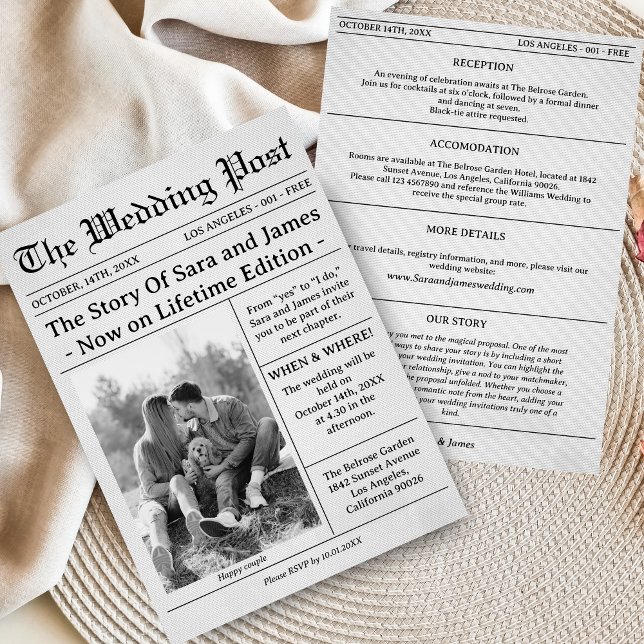 Unique Newspaper Wedding Invitation Details Photo (Creator Uploaded)
