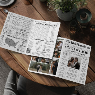Unique Newspaper Wedding Program Timeline