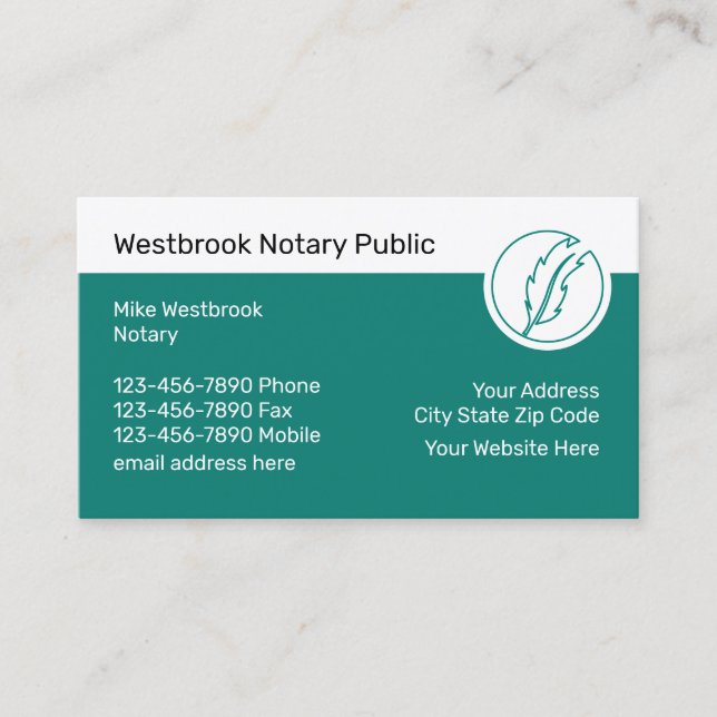 Unique Notary Public Services Business Cards (Front)
