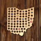 Unique Ohio State Wooden Beer Bottle Cap Map