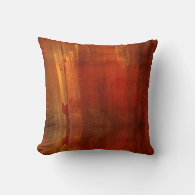Unique Orange Brown Contemporary Abstract Art Cushion (Front)