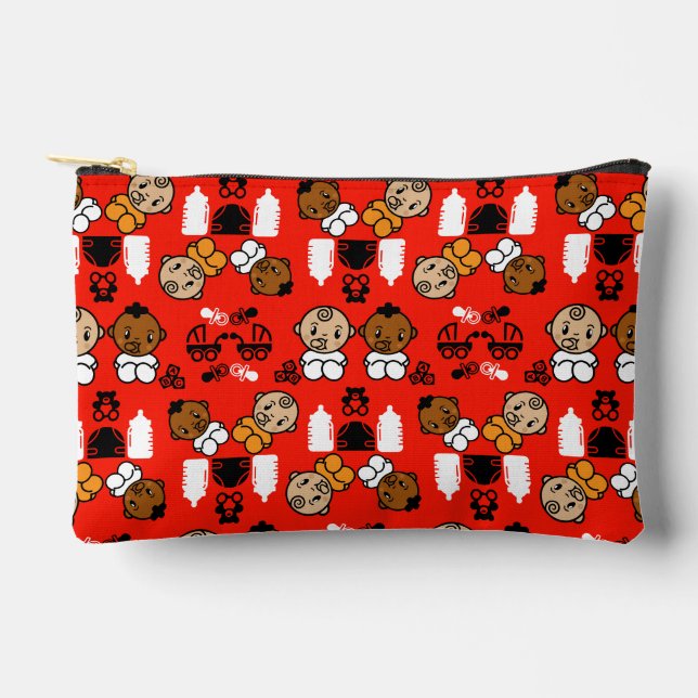 Unique Orange New Baby Gift  Accessory Pouch (Front)