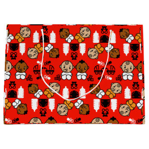 Unique Orange New Baby Gift  Large Gift Bag