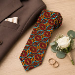 Unique Orange Red Aqua Turquoise Blue Black Tribal Tie<br><div class="desc">Unique necktie with contemporary turquoise blue, dark red, orange, and black coloured Native American Indian tribal style Kilim mosaic pattern. Ornate, elegant, and funky hipster design for the fancy artistic fashion trendsetter, vintage retro, or abstract geometric African art style motif lover. Unique, pretty, decorative, fashionable, and trendy design for the...</div>